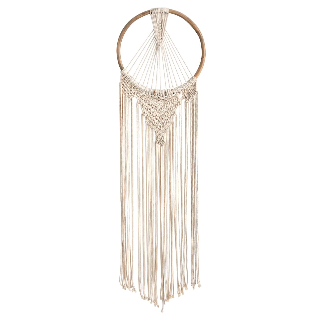 24" x 10" Handmade Bohemian Macrame Dreamcatcher Wall Hanging Decor